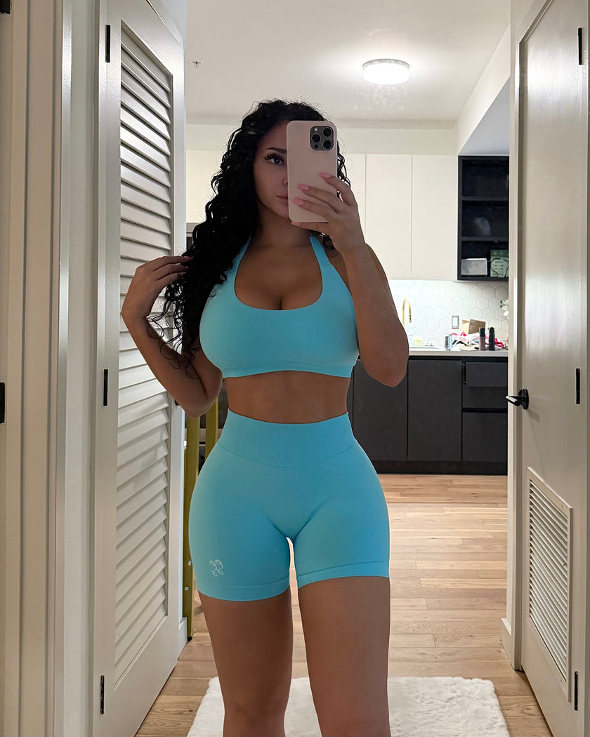LuxeFit Sports Bra - Aqua Blue