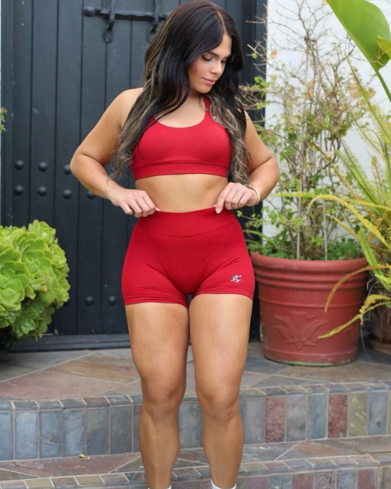 LuxeFit Sports Bra - Cherry Red